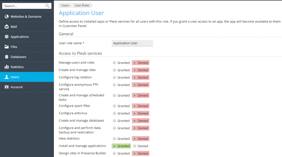 Permessi Applicazioni Plesk