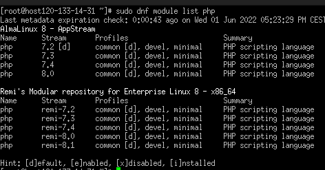 Lista Versioni PHP