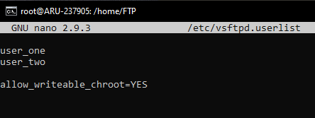 Lista utenti FTP